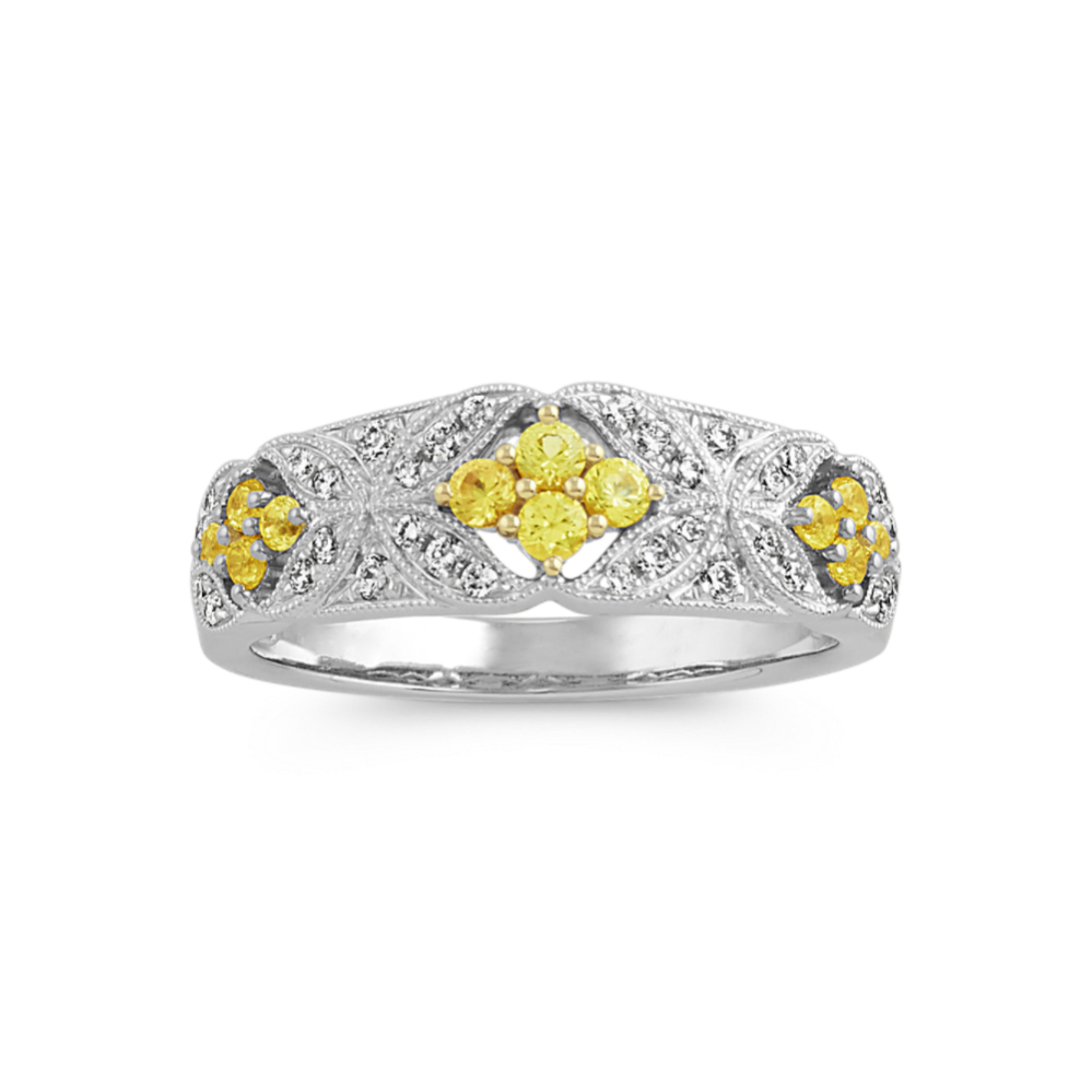 Vintage Yellow Sapphire and Diamond Ring