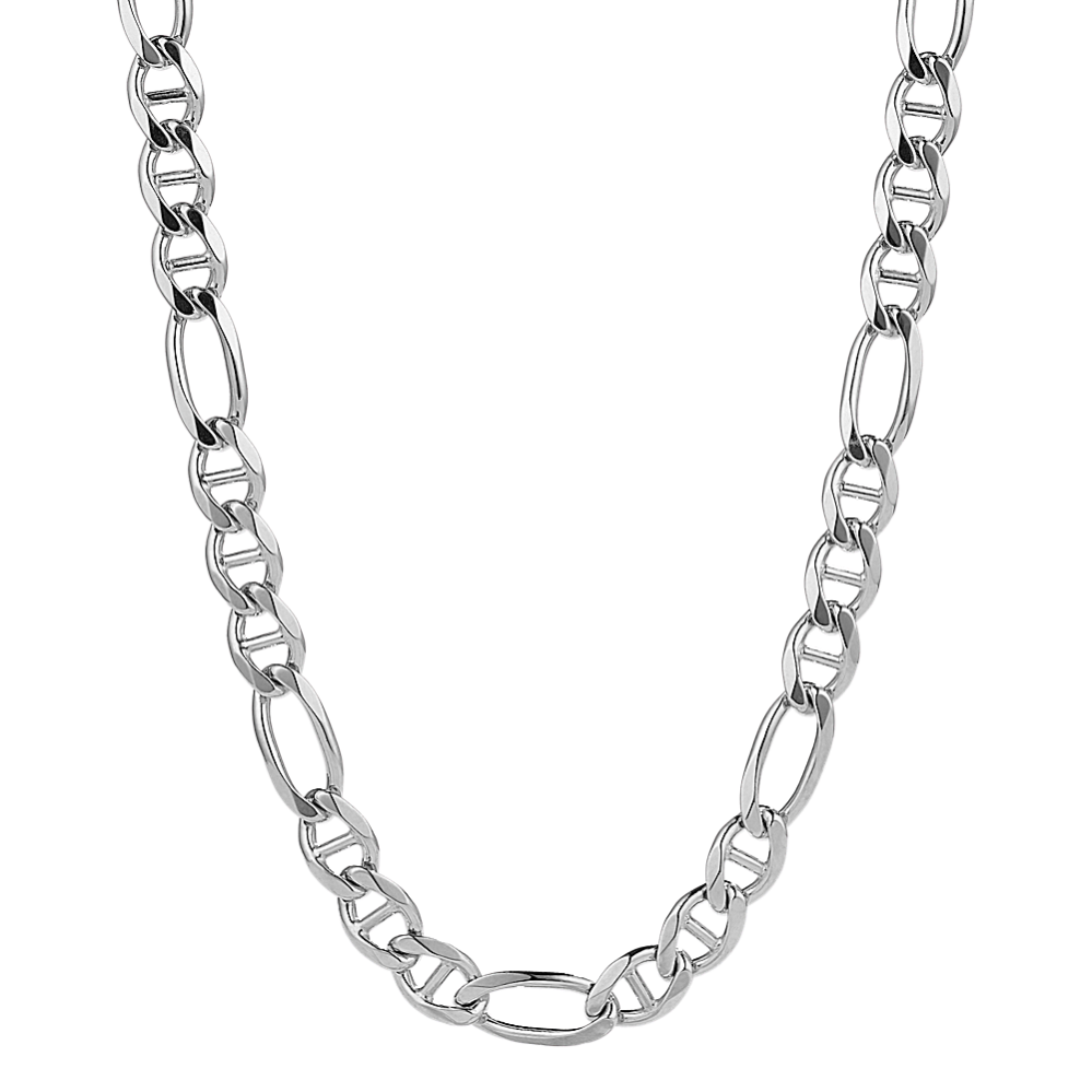 20'' 14K White Gold Figarucci Chain (5mm)