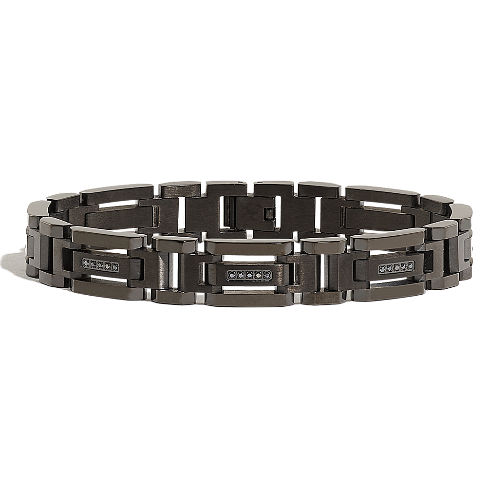 Black Diamond with Black Ionic Plating Bracelet in Stainless Steel (8.5 in)