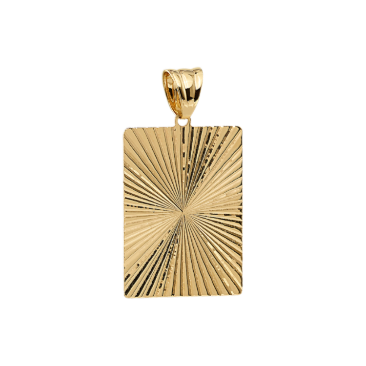 Fluted Mens Charm in 14K Yellow Gold