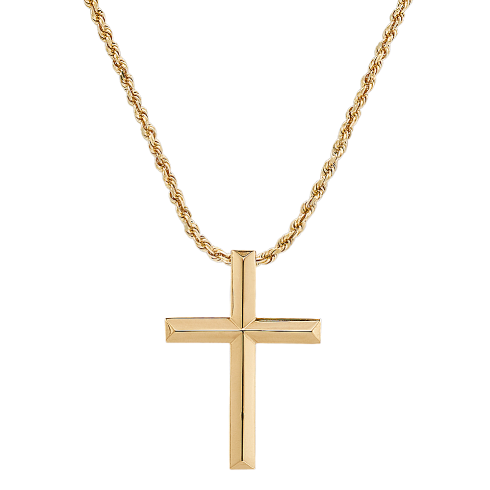 Anderson 24 in Cross Necklace in 14K Yellow Gold | Shane Co.