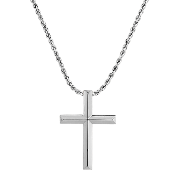 Anderson 24'' Cross Necklace in 14K White Gold
