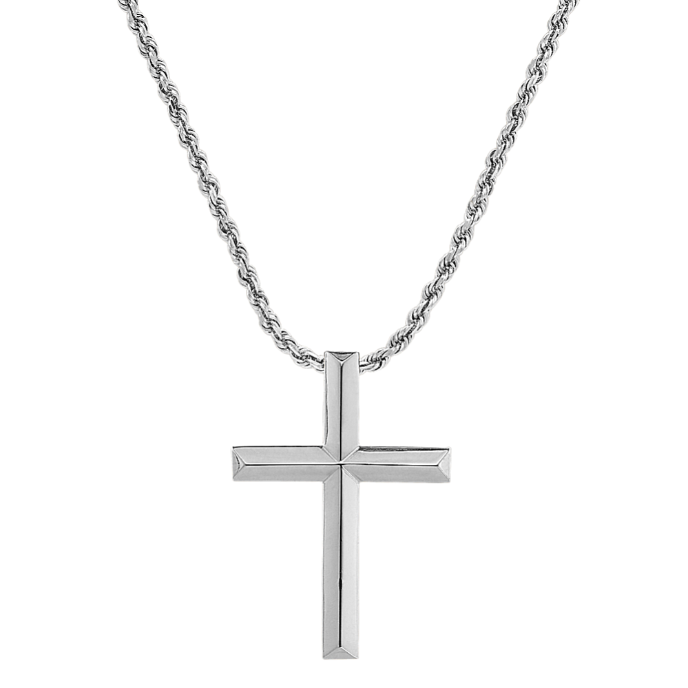 Anderson 24 in Cross Necklace in 14K White Gold