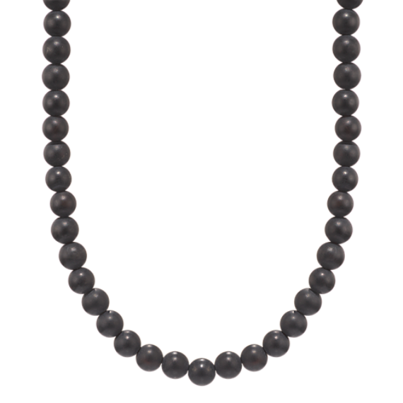 Fielder Black Agate Beaded Necklace (22in)