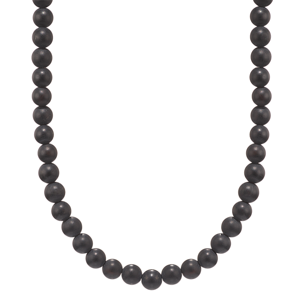 Fielder Black Agate Beaded Necklace (22in)