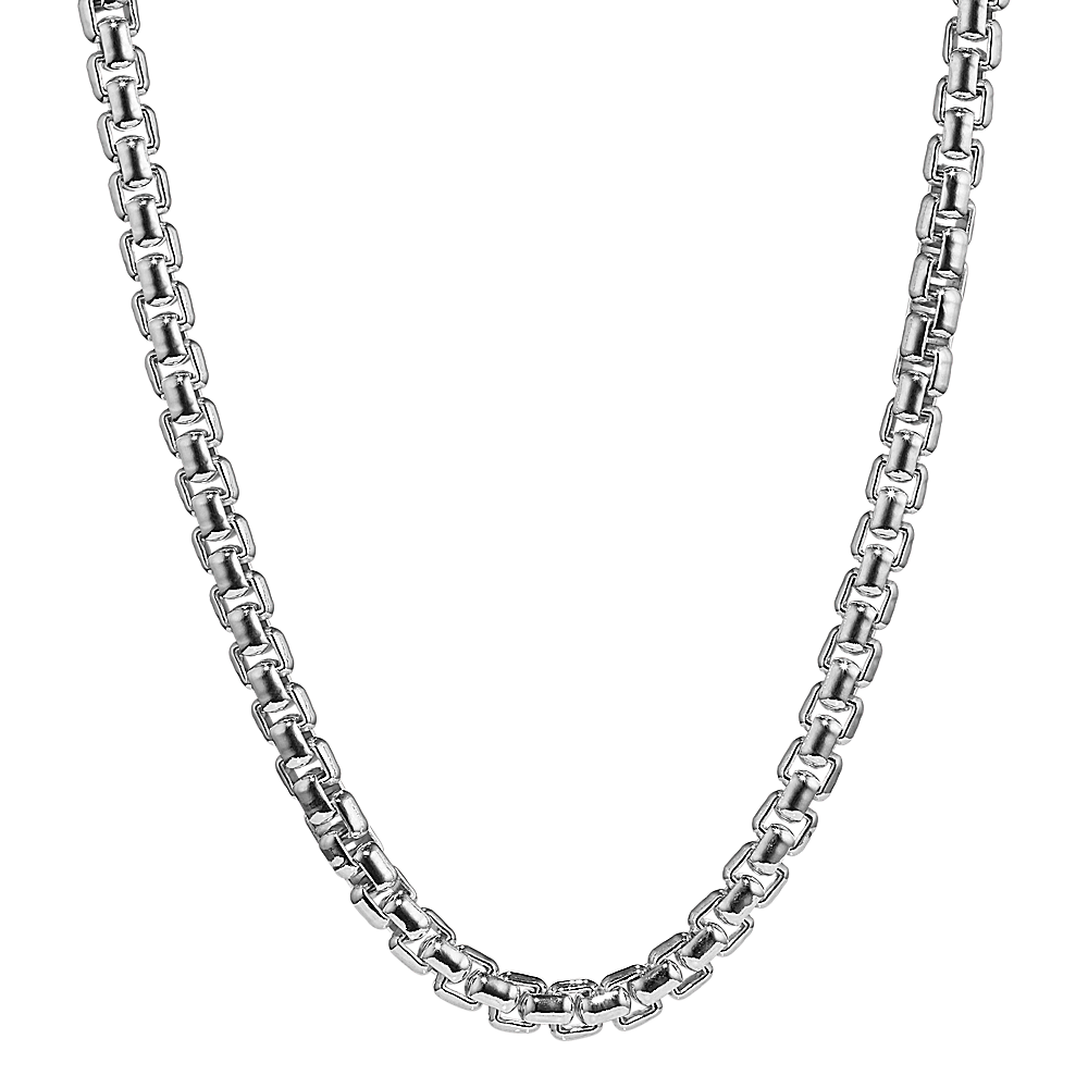 24 in Box Chain in Sterling Silver (4mm) Shane Co.
