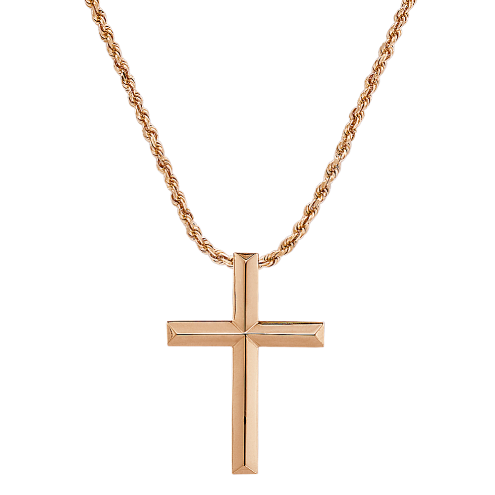 Anderson 24 in Cross Necklace in 14K Rose Gold