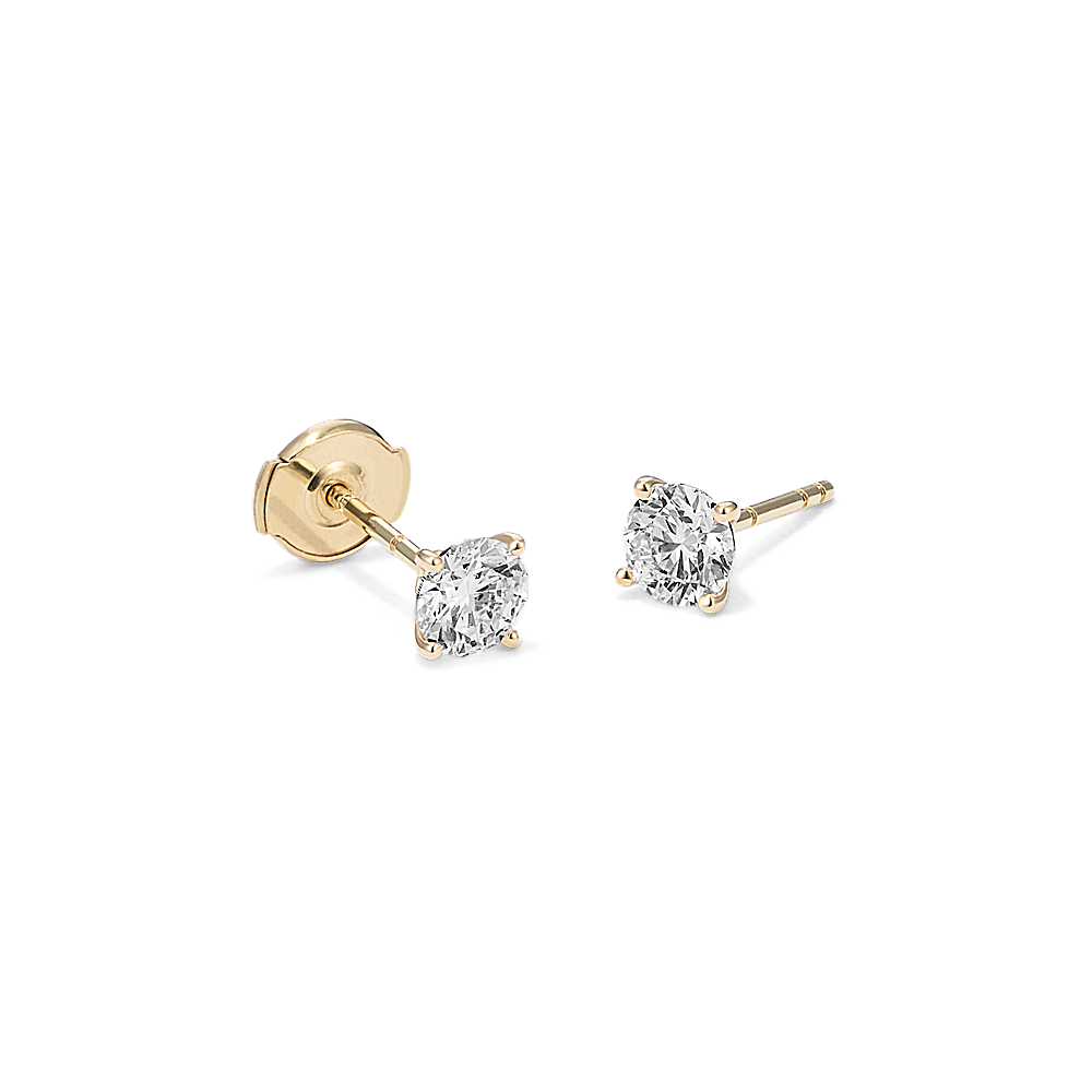 Diamond Stud Earrings - Superior Quality in Yellow Gold 1/20 CT to 1 CT T.W.