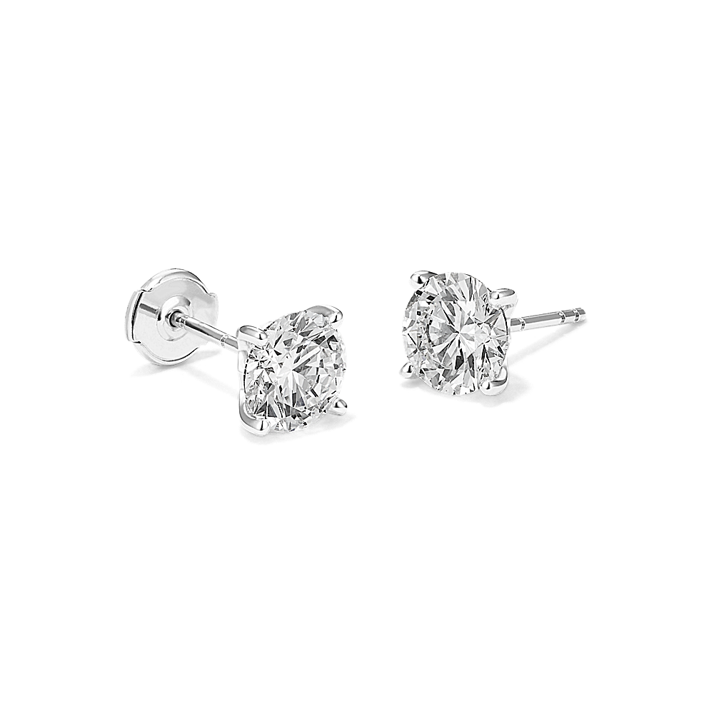 14k white gold 3/4ct round stud diamond earrings