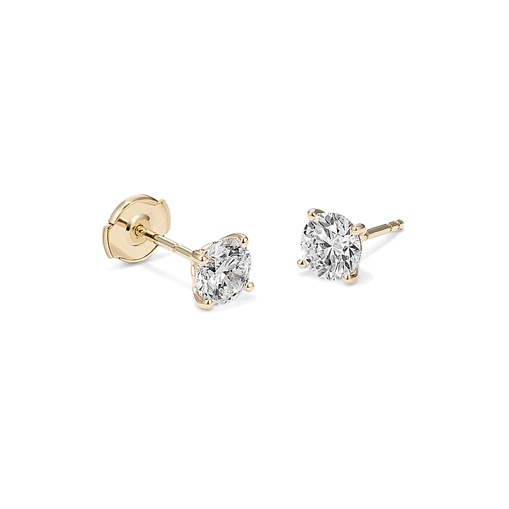 1 1 2 ct. Lab Grown Diamond Stud Earrings in 14k Yellow Gold