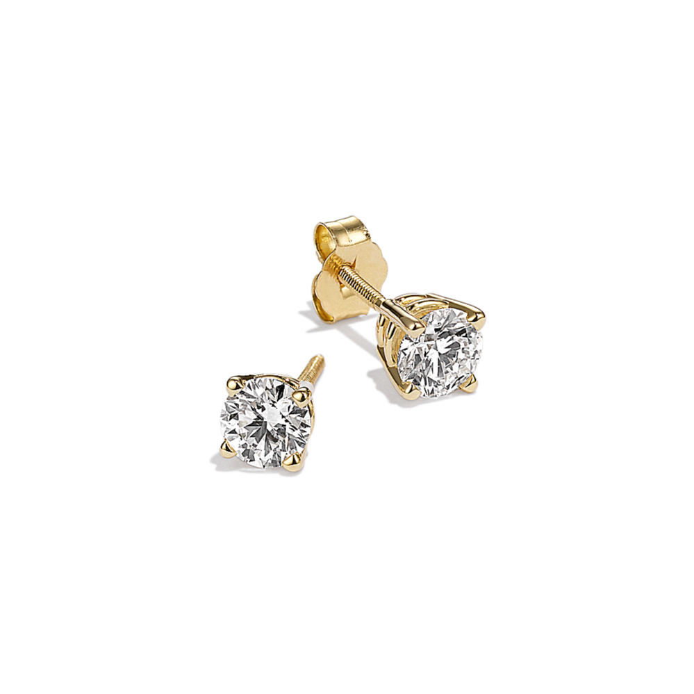7/8 ct. Lab-Grown Diamond Stud Earrings in 14k Yellow Gold | Shane Co.