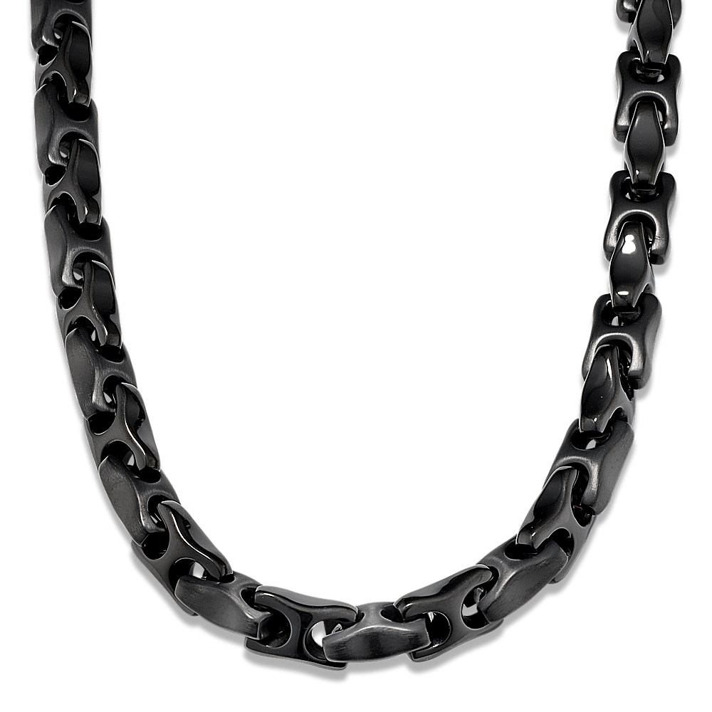 24in Black Stainless Steel Mariner Chain (8.8mm) Shane Co.