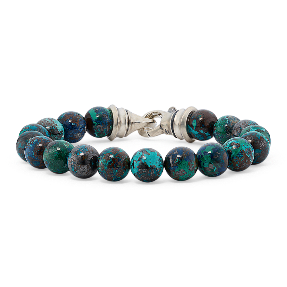 Chrysocolla, Malachite, high quality and 925 Bracelet