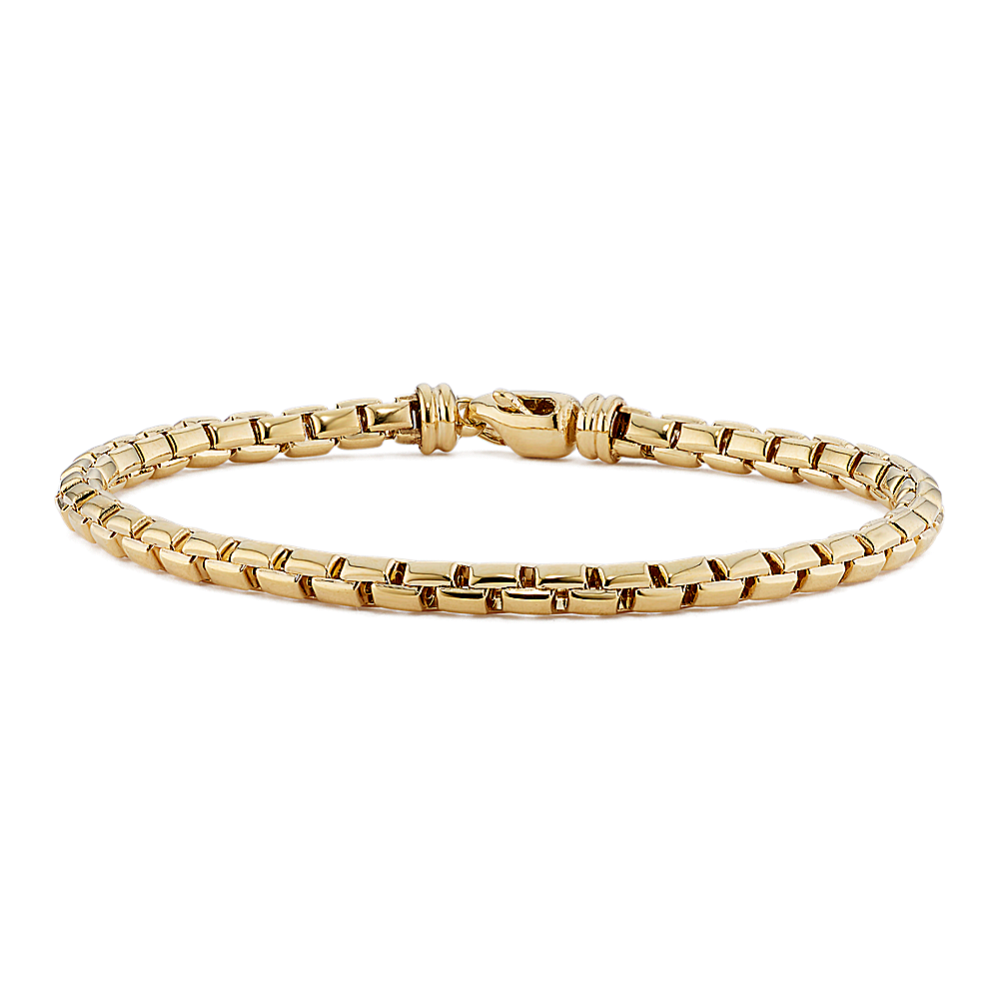 7.5in 14K Yellow Gold Box Chain Bracelet (4mm) | Shane Co.