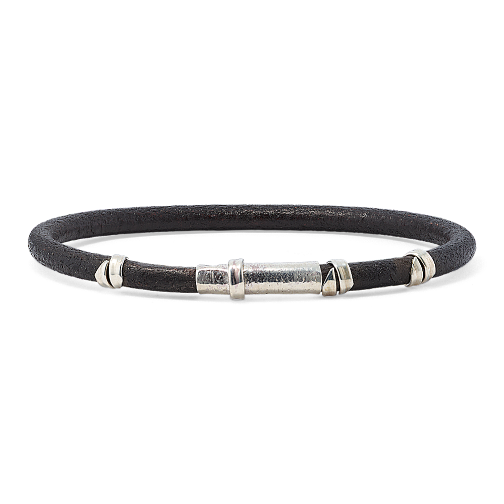 Adam Leather Bracelet with Silver Accents
