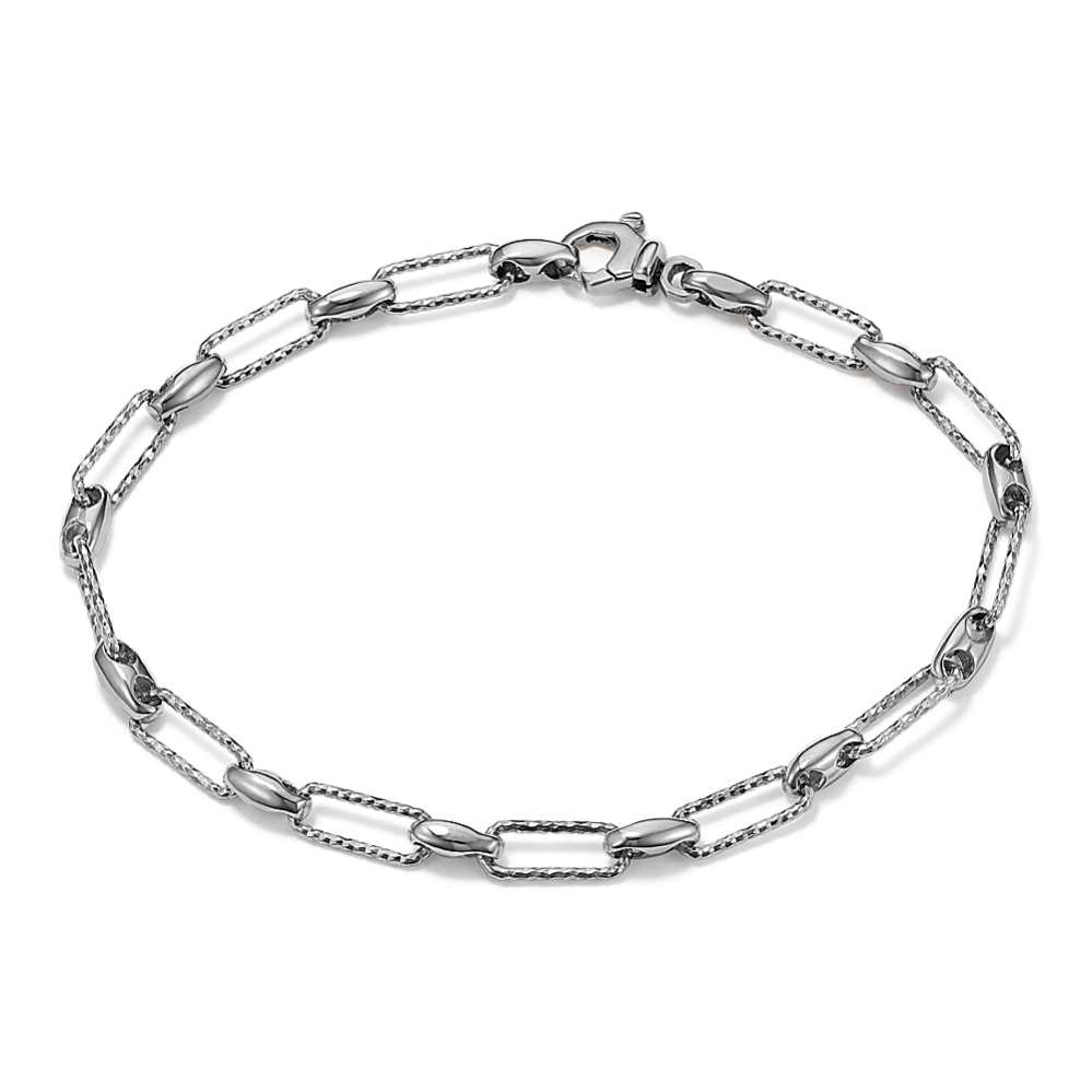 7'' Sterling Silver Textured Paperclip Bracelet