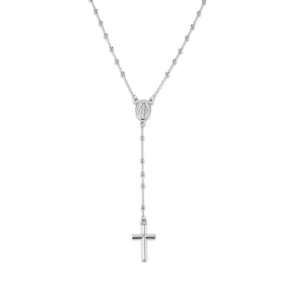 Rosary Cross Necklace in Sterling Silver
