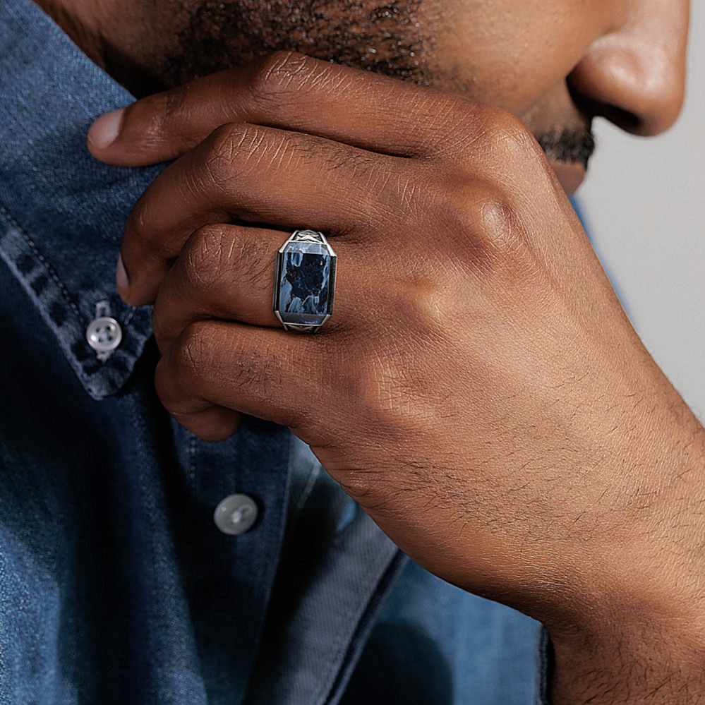 Natural Pietersite orders Sterling Silver Ring, Oxidized Silver Jewelry, Flat Stone Ring, Men’s Gifts Ring, Unique Silver Ring, Square Gemstone