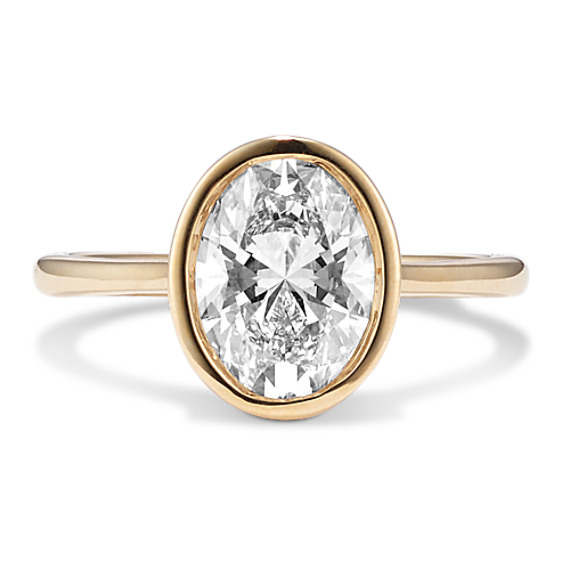 Shane Co. 2 ct Lab-Grown Diamond Bezel Engagement Ring, White, Yellow Gold, 2 mm