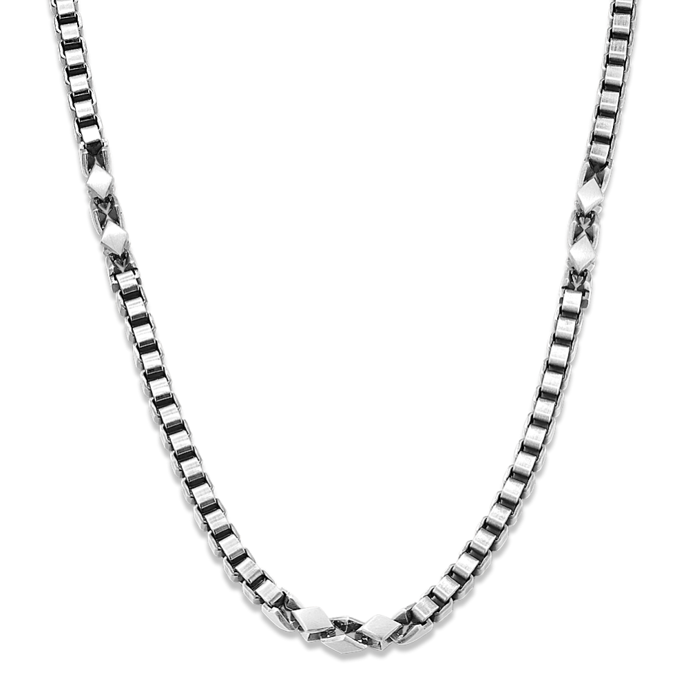 22'' Sterling Silver Embellished Box Chain (5mm)