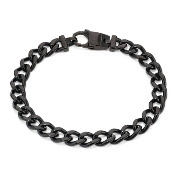 7.5'' Black Stainless Steel Curb Chain Bracelet