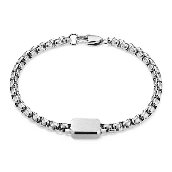 8.5'' Stainless Steel Box Chain Tag Bracelet