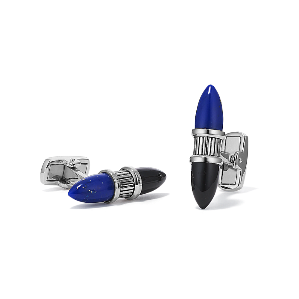 Lapis & Onyx Cufflinks in Sterling Silver