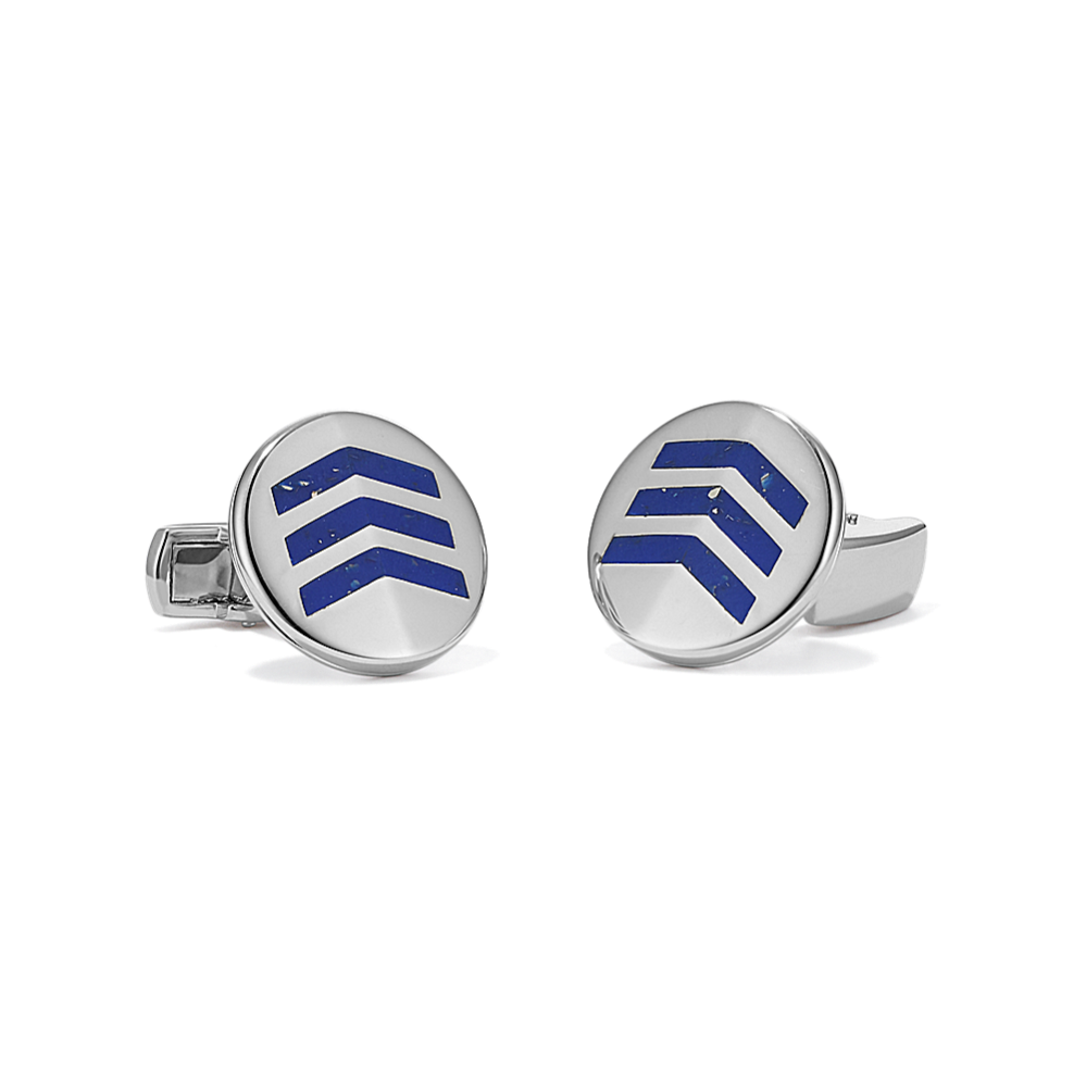 Lapis Chevron Cufflinks in Sterling Silver