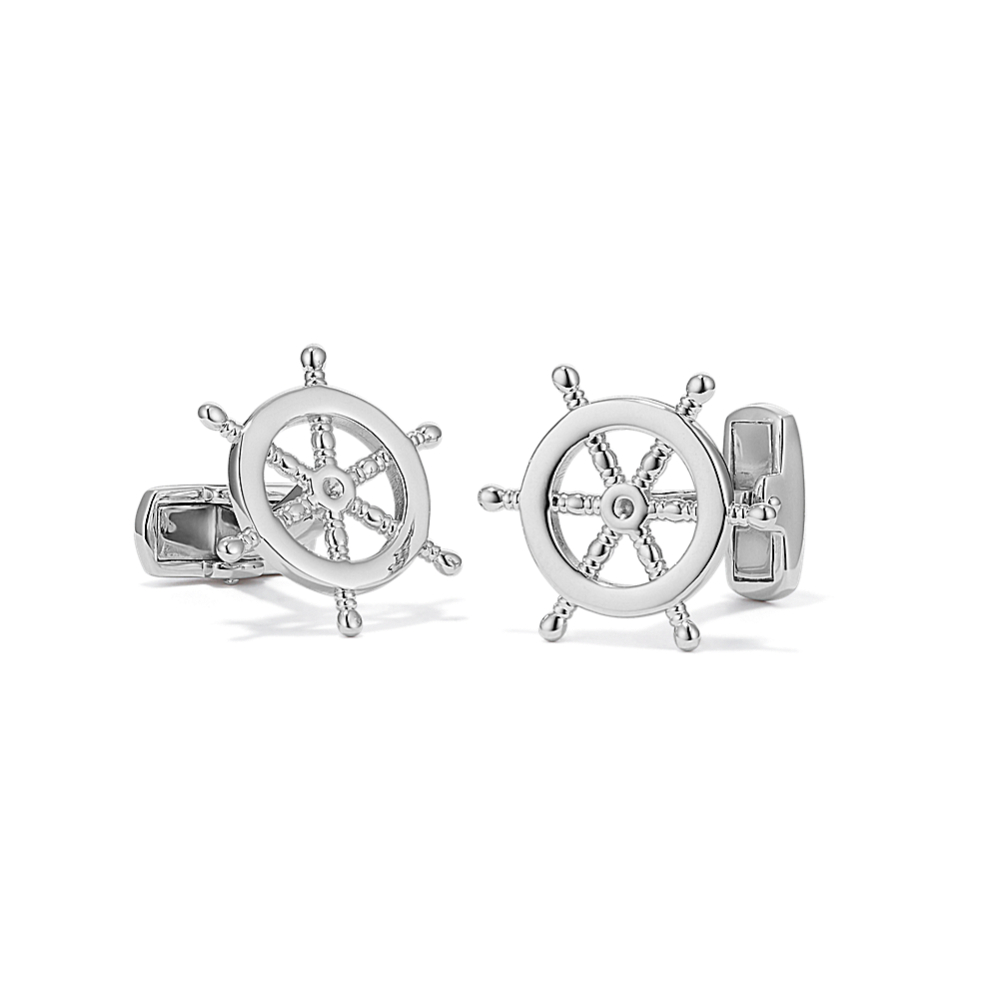 Ship Wheel Cufflinks in Sterling Silver