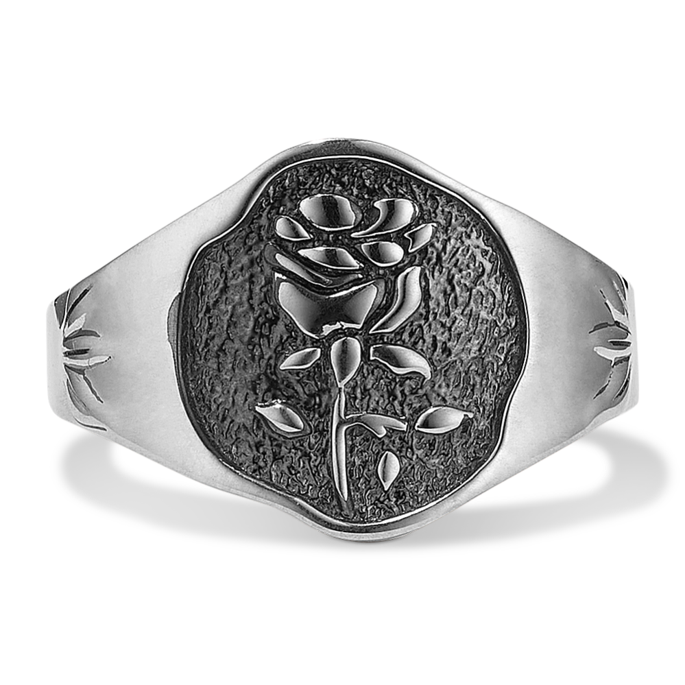 Rose Sterling Silver Signet Ring