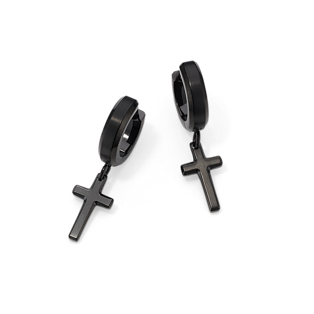 Cross Black Stainless Steel Drop Hoops