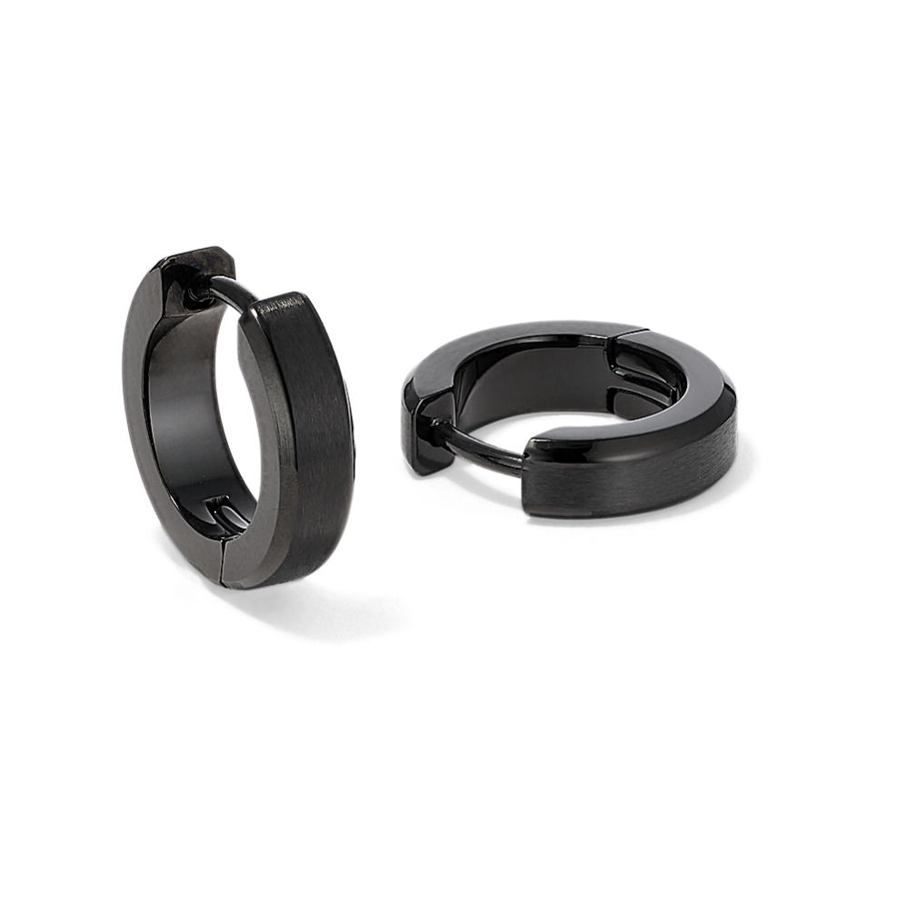 Black Stainless Steel Huggie Hoops