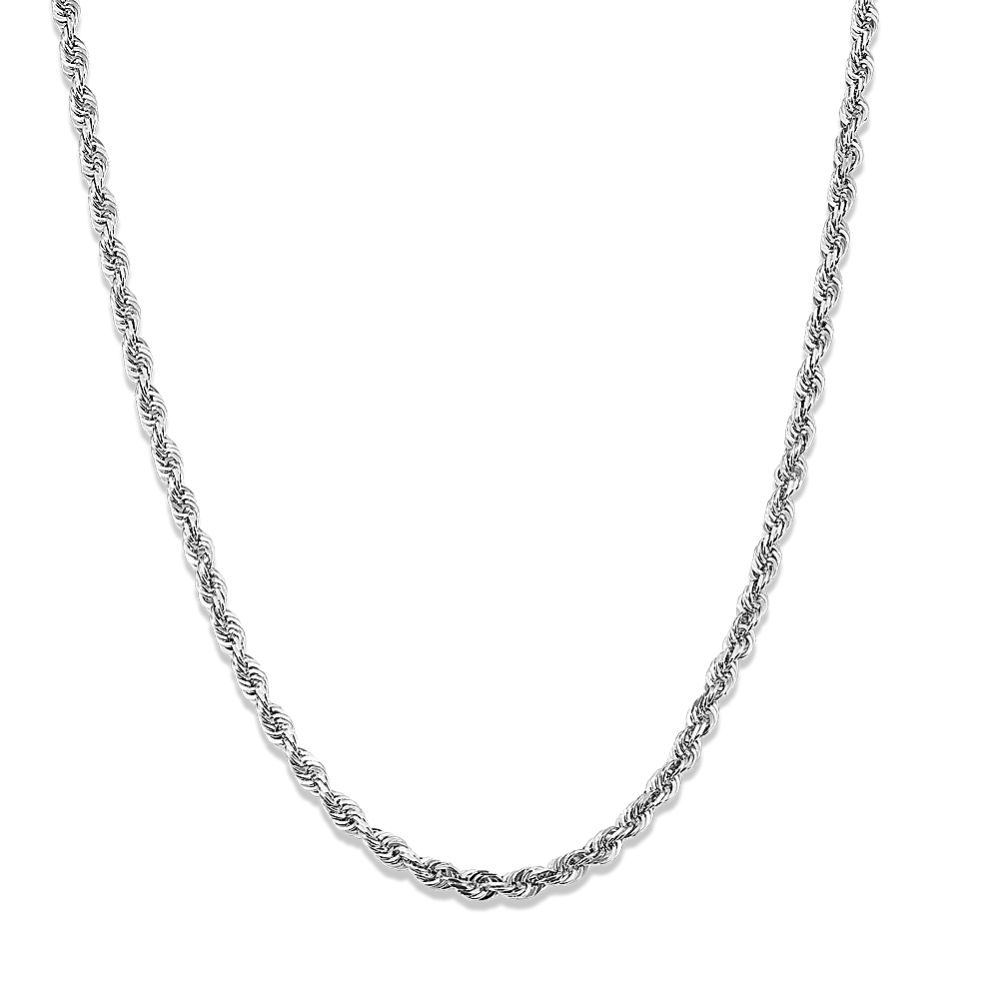 20'' 14K White Gold Rope Chain (2.5mm)