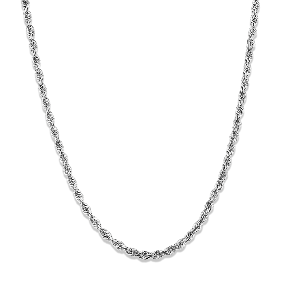 24'' 14K White Gold Rope Chain (2.5mm)