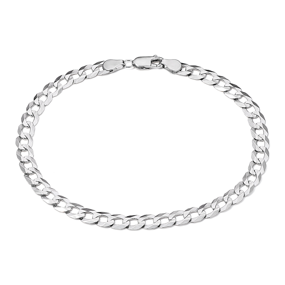 9'' 14K White Gold Curb Chain Bracelet (5.7mm)