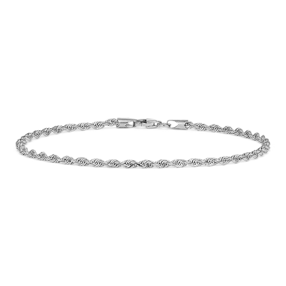 7.5'' 14K White Gold Rope Chain Bracelet (2.5mm)