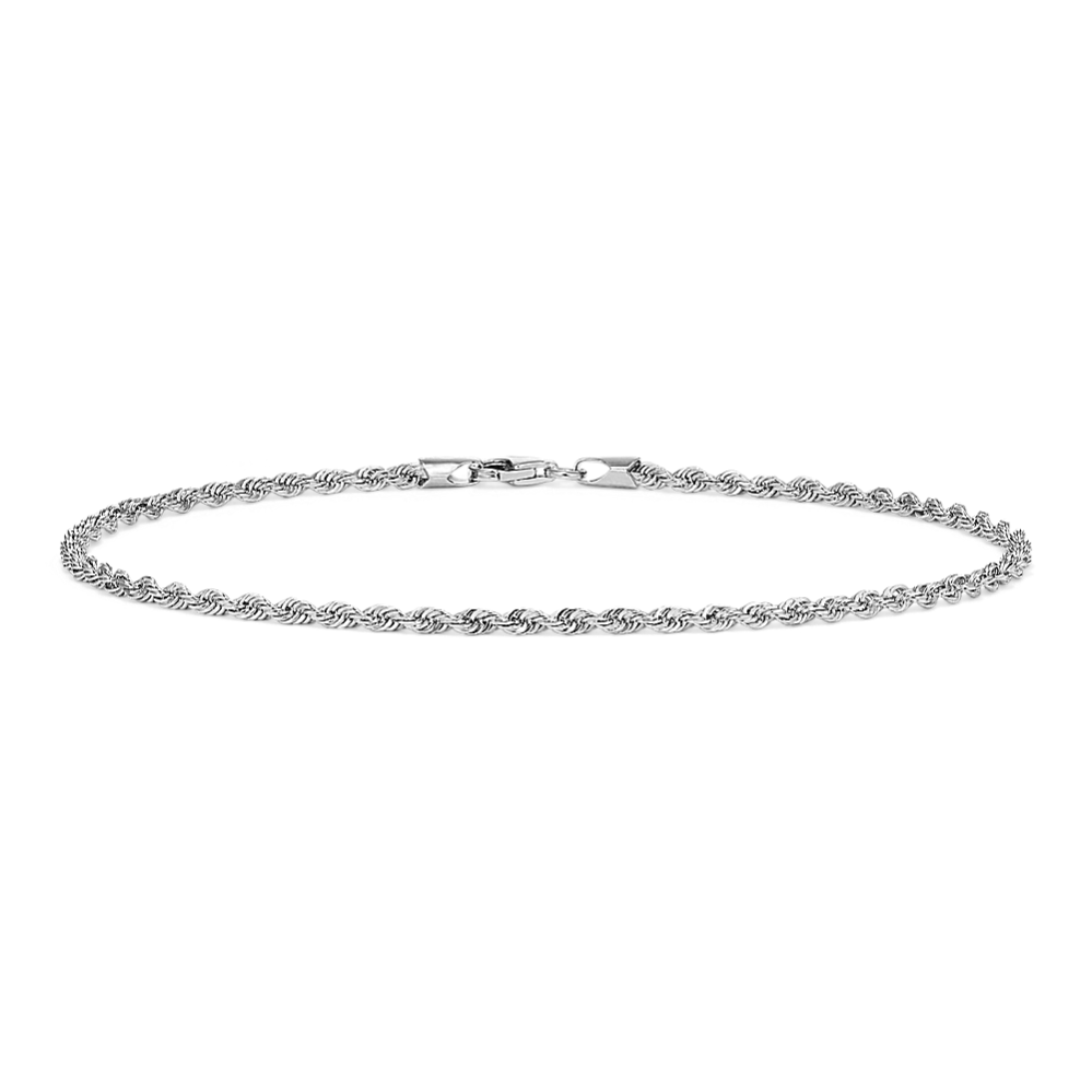 9'' 14K White Gold Rope Chain Bracelet (2.5mm)