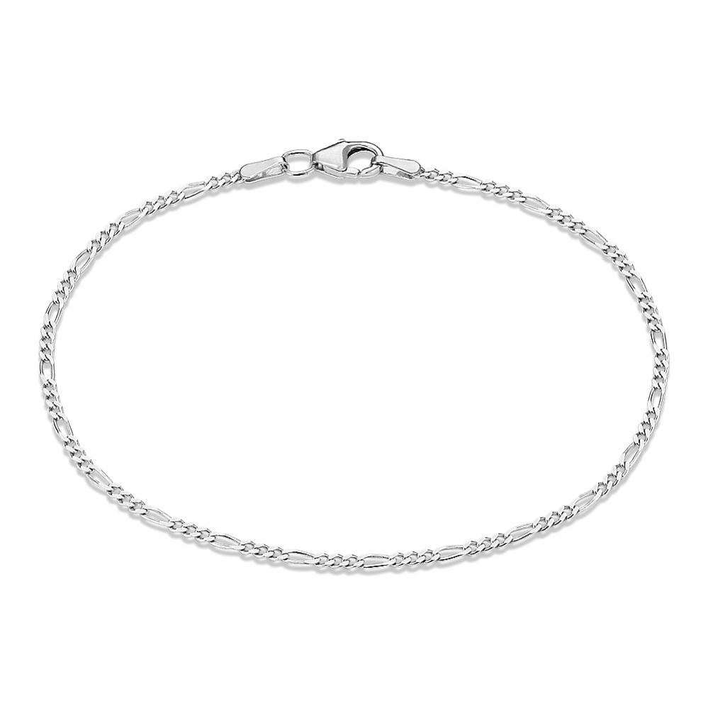 7.5'' 14K White Gold Figaro Chain Bracelet (1.5mm)
