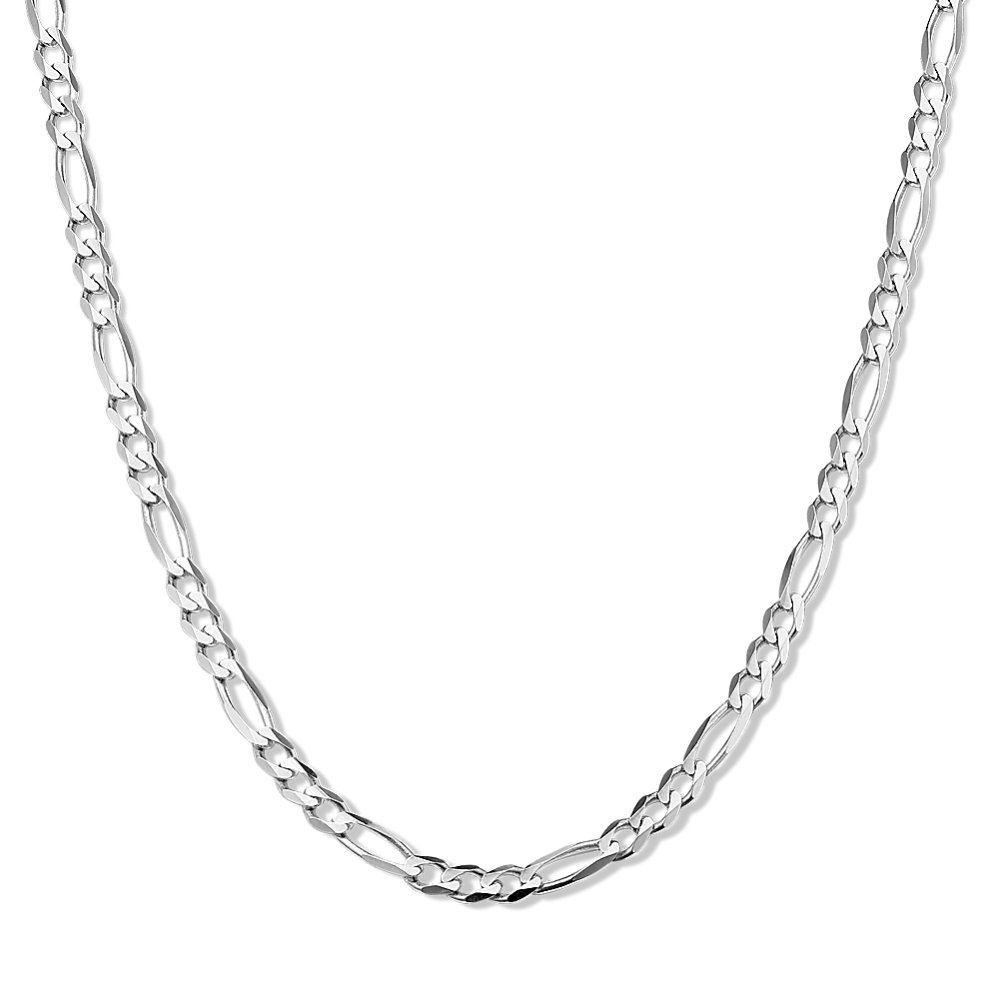 24'' 14K White Gold Figaro Chain (3mm)