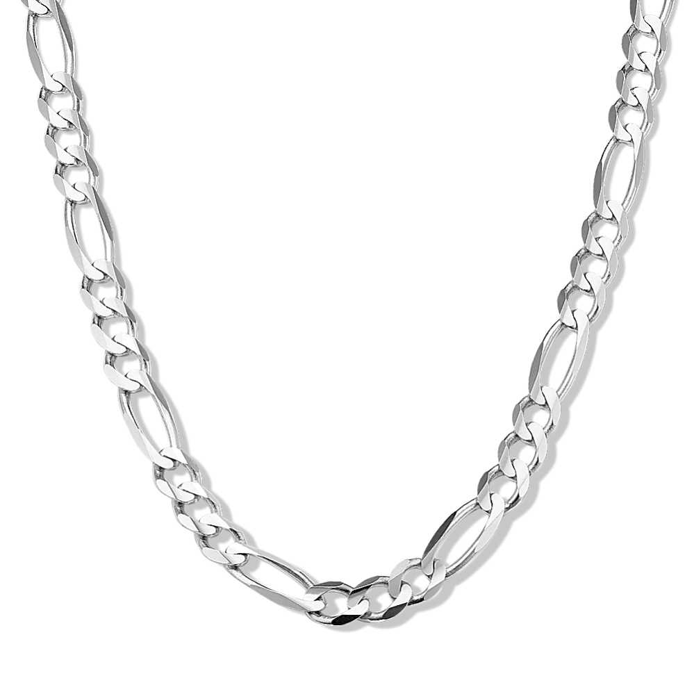 24'' 14K White Gold Figaro Chain (6mm)