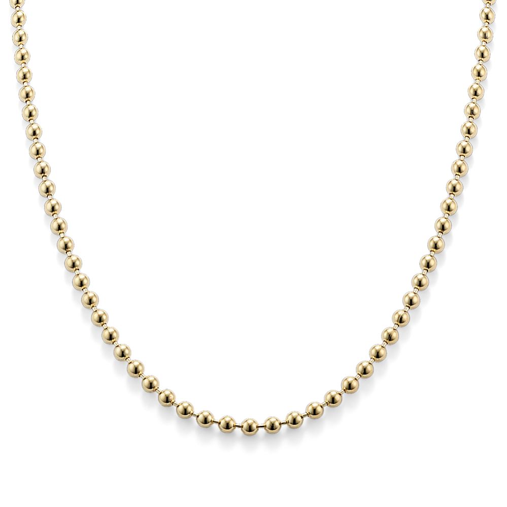18'' 14K Yellow Gold Bead Chain (2.5mm)