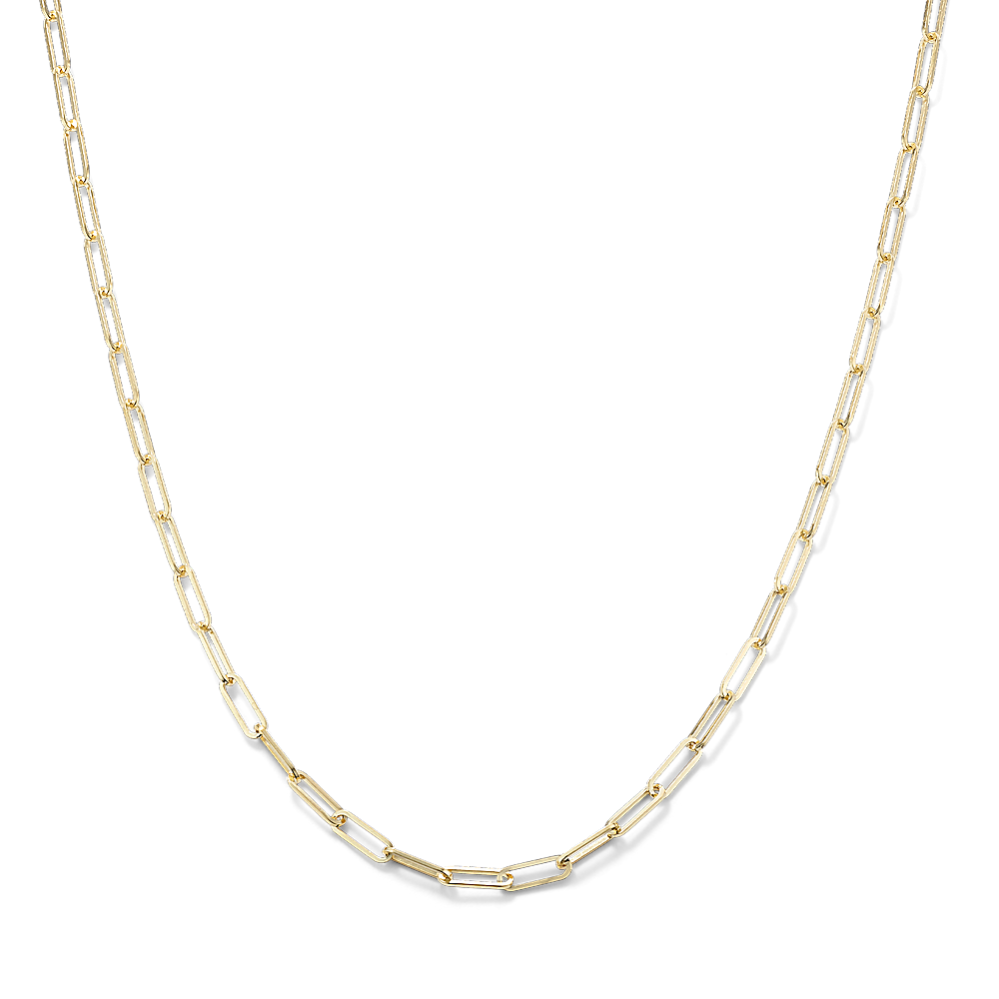 18'' 14K Gold Adjustable Paperclip Chain (2.1mm)
