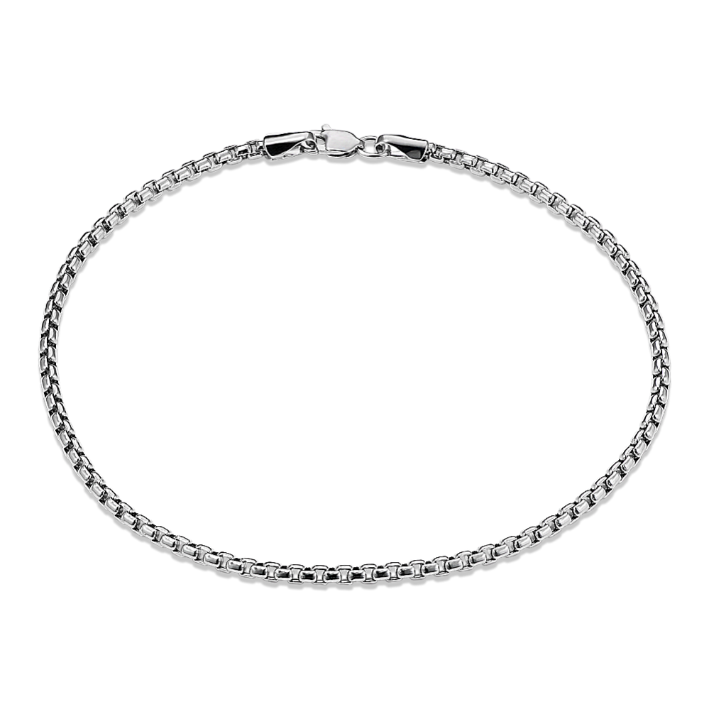 9'' 14K White Gold Box Chain Bracelet (2.5mm)