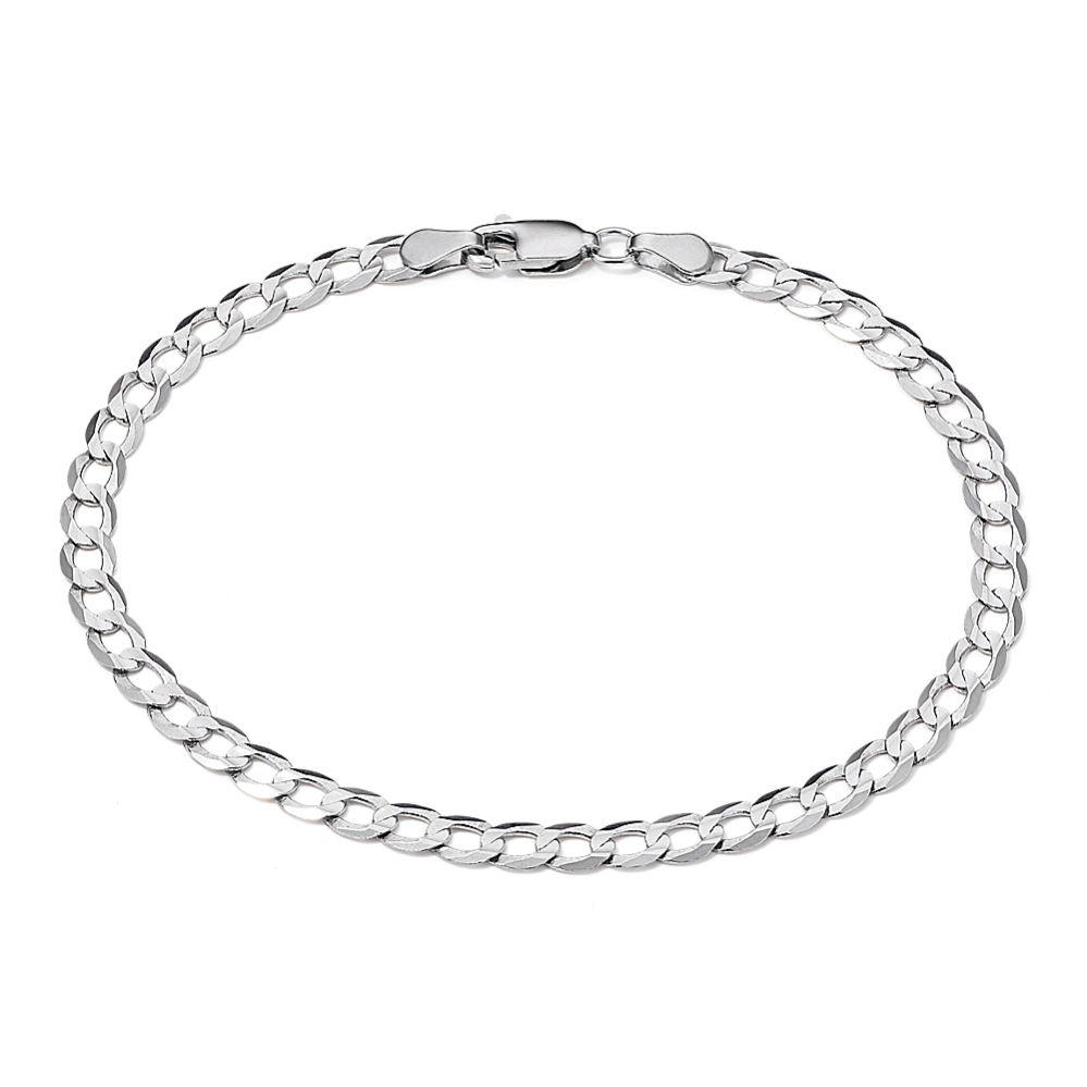 7.5'' 14K White Gold Curb Chain Bracelet (3.8mm)