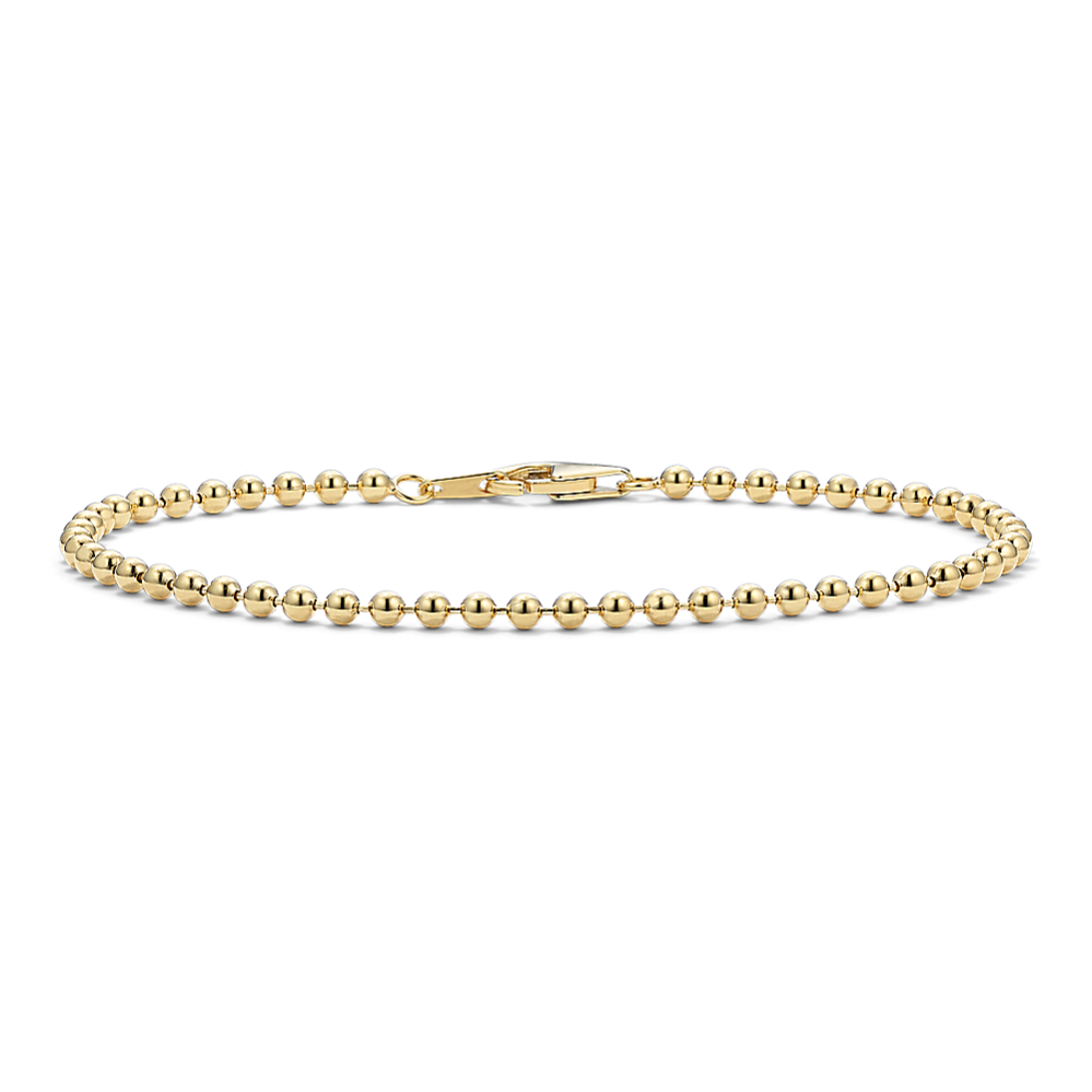 7.5'' 14K Yellow Gold Bead Chain Bracelet (2.5mm)