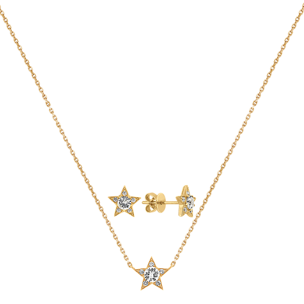 Astra White Sapphire Star Necklace and Earrings Set