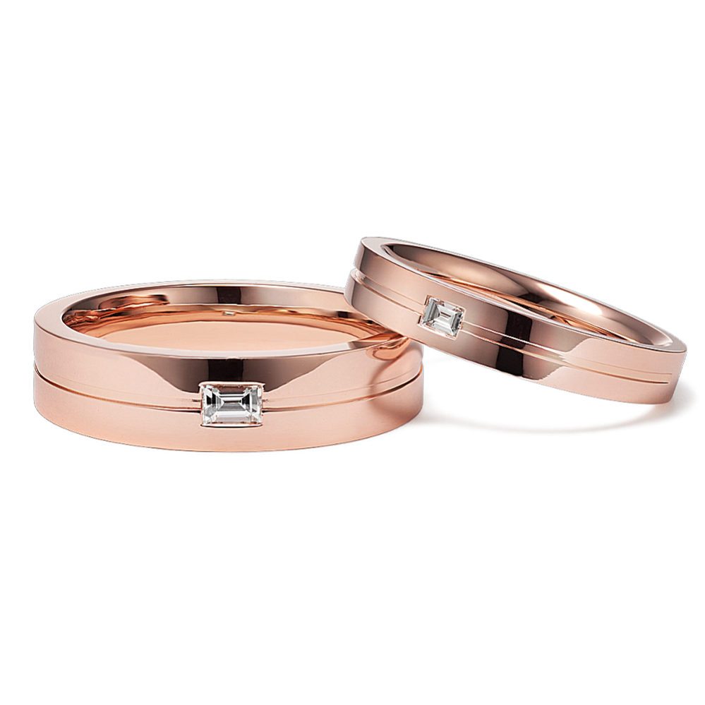 Solo Natural Diamond 14K Rose Gold Couples Set