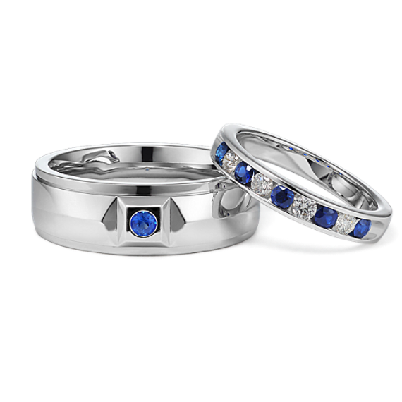 Natural Traditional Blue Sapphire Couples Set
