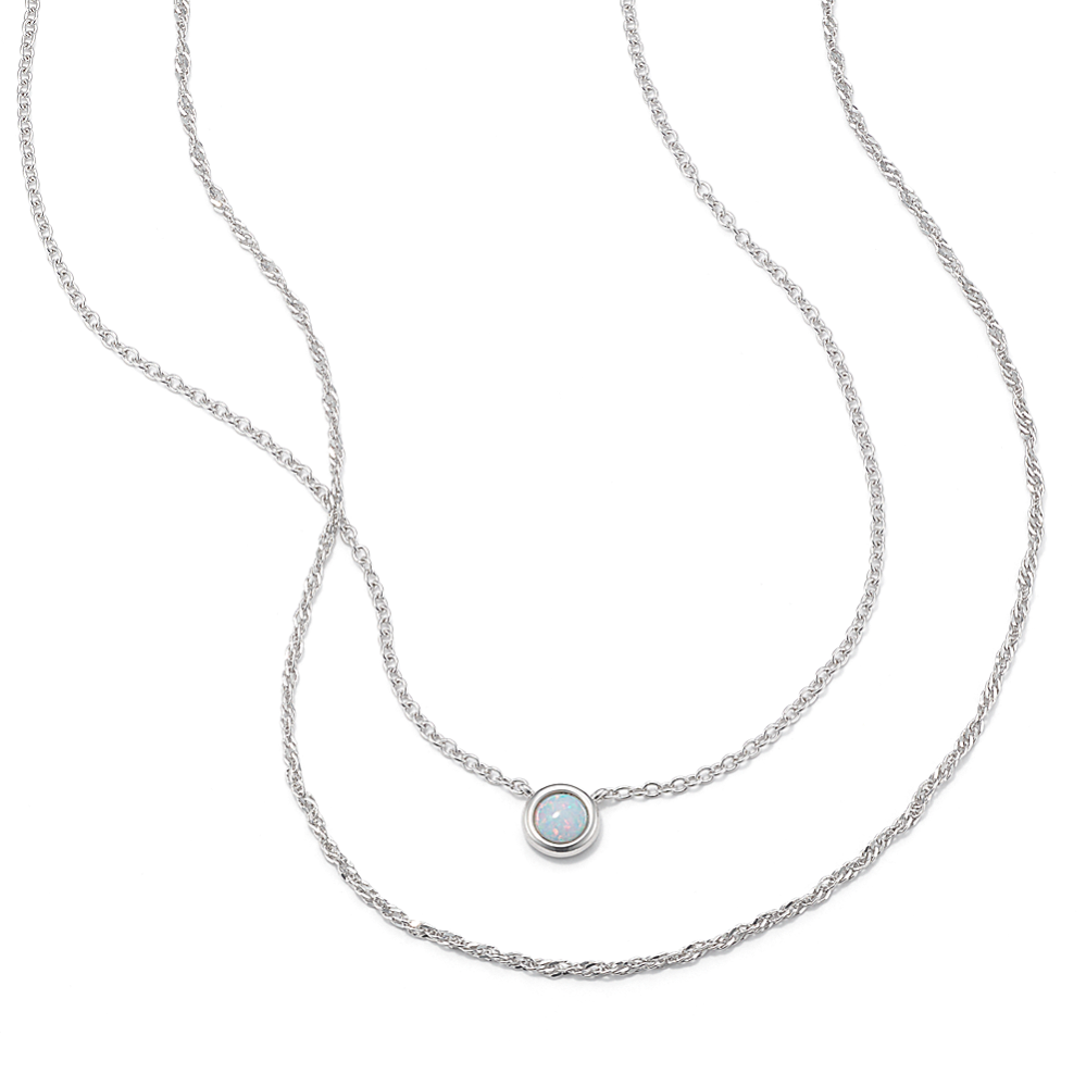 Bezel-Set Opal Necklace Set